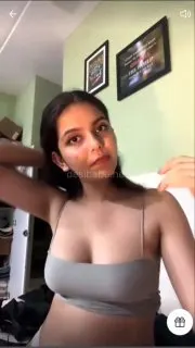 Gorgeous hottie Sanaya showing her ass in a sheer dress on live chat